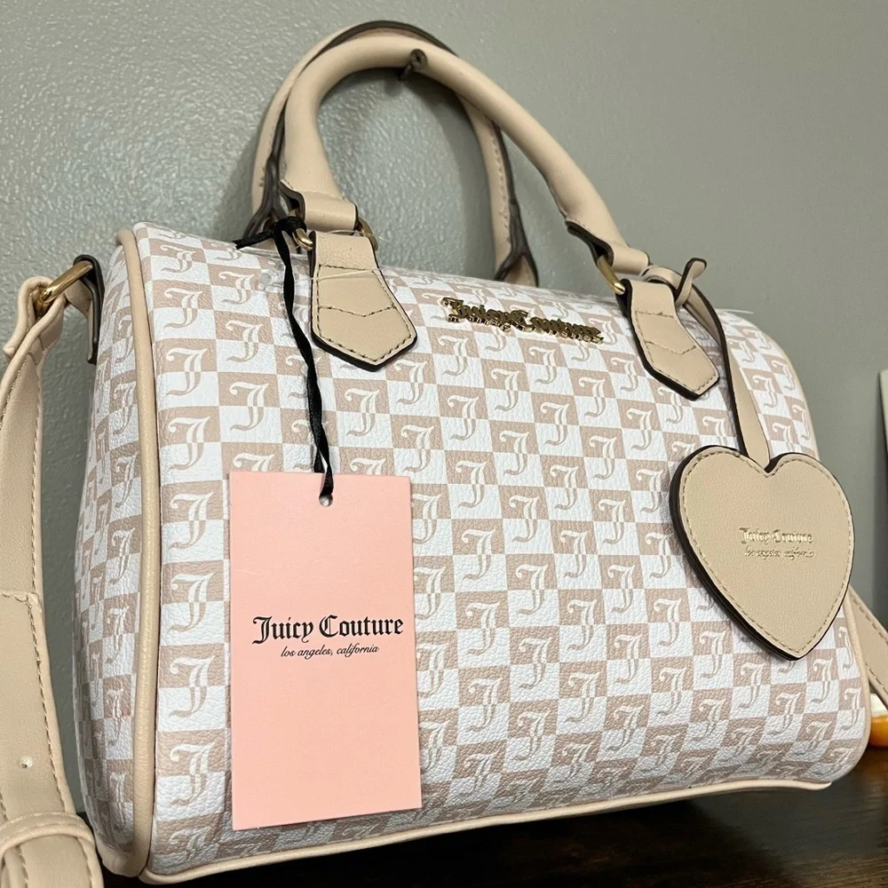 Juicy Couture Geo Sandstone Logo Satchel Purse Top Handle Crossbody NWT